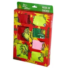 Dr Seuss Kids How The Grinch Stole Christmas Week Of Socks Mix and Match 7 Pairs Multicoloured