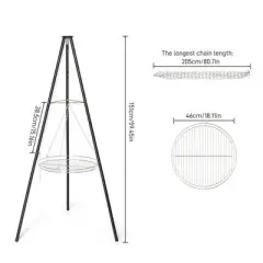 SEVOBAL Grill Cookware Height-Adjustable Campfire Tripod Grill, Stable 3-Leg Design for Outdoor Firepit, Camping BBQ, Black, 18.11"*18.11"*59.45"