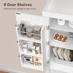 USIKEY Pantry Storage Cabinet with 4 Doors and 1 Drawer, Cupboard with 6 Hanging Shelves and Adjustable Shelves for Kitchen, Dining Room