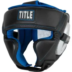 Title Boxing Platinum Perilous Training Headgear - Black/Silver/Blue