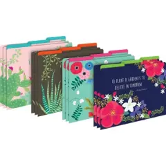 Barker Creek Petals Get Organized File Folders Set Multi-Design 107 per Set: Paper, Top Tab, Non-Pronged, 50 Sheet Capacity