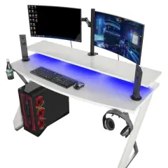 GDFStudio Bertram Modern 53.6" Gaming Desk with Metal Legs
