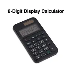 TRU RED Staples 8-Digit Solar and Battery Basic Pocket Calculator Black (ST130-CC)