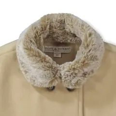 Hope & Henry Girls' Button Front Cape with Faux Fur Collar, Kids