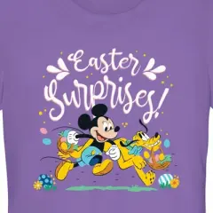 Junior's Mickey & Friends Easter Surprises Mousey and Pluto T-Shirt