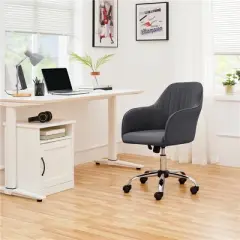 Yaheetech Modern Velvet Desk Chair Soft Height-Adjustable 360&deg;Swivel Computer Chair