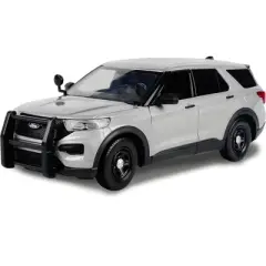 2022 Ford Police Interceptor Utility Unmarked Slick-Top Silver 1/24 Diecast Model Car by Motormax