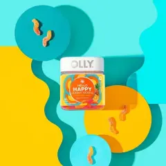 OLLY Hello Happy Gummy Worm Supplements with Vitamin D and Saffron - 60ct