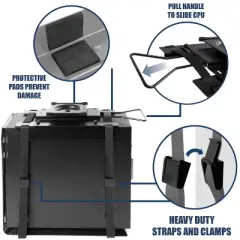 Mount-It! Under Desk CPU Mount with Adjustable Straps | Computer Tower Holder with Sliding Track and 360 Degree Swivel | 22 Lbs. Capacity | Black