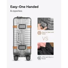 LUGGEX Aluminum Carry On Luggage with USB Port,Hard Case Zipperless Suitcases with Wheels,2-Piece (20/Backpack), Vintage Silver