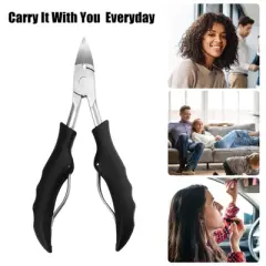 Unique Bargains Toe Nail Clippers Professional Nail Clipper Kit for Travel or Home Black Stainless Steel