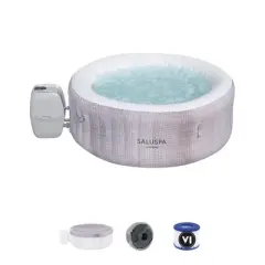 Bestway SaluSpa Cancun AirJet Inflatable Hot Tub with 120 Soothing Jets + Bestway SaluSpa Underwater Non Slip Pool and Spa Seat with Adjustable Legs