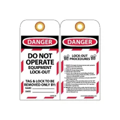 National Marker Lockout Tags; Lockout Do Not Operate Equipment Locked Out 6X3 Unrippable Vinyl 25/Pk