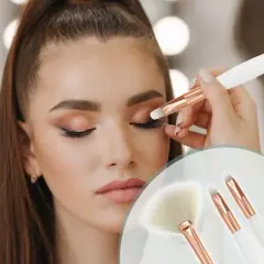 Unique Bargains Makeup Brushes and Sets White 3 Pcs