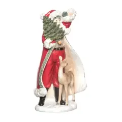 Transpac 12.5 in Multicolor Gilded Accent Santa Figurine Christmas Decorative Object Polyresin