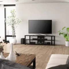 Travers Open Shelves TV Stand for TVs up to 82" Black - CorLiving