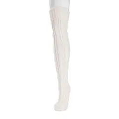 MUK LUKS Women's Cable Knit Over the Knee Socks - Ivory, OS (6 - 11)