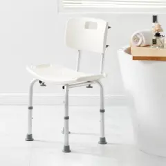 VEVOR Shower Chair, Shower Seat with Back, Adjustable Height Shower Stool, Shower Chair for Inside Shower Bathtub, 350 lbs Capacity, White