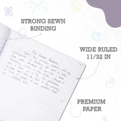 Manaloom Wide Ruled Composition Notebooks &ndash; 5 Pack &ndash; 100 Sheets, 9.75" x 7.5", Sewn Binding &ndash; Colored Notebooks for School, Work, Journaling