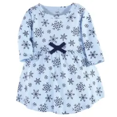 Touched by Nature Baby and Toddler Girl Organic Cotton Long-Sleeve Dresses 2pk, Arctic