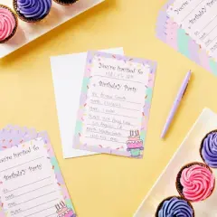 Juvale Invitation Cards &ndash; 24-Pack Birthday Party Invitation Cards, Fill-in Invitations with Envelopes, Confetti Designs, 5 x 7 Inches