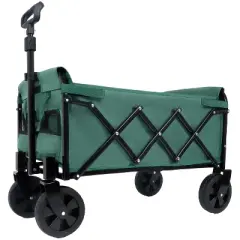 Expandable Dual-Layer Utility Wagon with 100% Extra Space - Grocery CartSupports 225lbs, Green