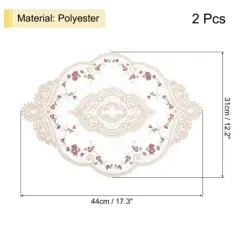 Unique Bargains Polyester Flexible Embroidery Vintage Pattern Washable Table Place Mats 2 Pcs