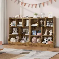 3-Tier Kids Bookcase & Toy Organizer - Storage Cabinet with Cubbies for Playroom, Bedroom, Nursery