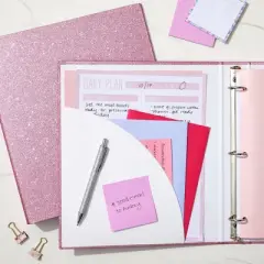 Paper Junkie 2 Pack Sparkly Pink 3 Ring Binder with 2 Inch Rings, Glitter File Folder Pockets for Office Supplies, 350 Sheet Capacity, 11 x 12 In
