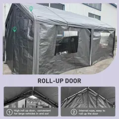 Hrinhom 111"H Heavy Duty Portable Carport with Window,Outdoor Storage Shelter