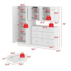 Famapy Kitchen Cabinet Ensemble: Rich Storage, Solid Structure, and Sleek Design