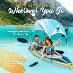 Sunlite Sports 2-Person Inflatable Kayak with Aluminum Oars, High Output Air Pump and Storage Bag