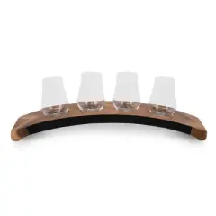 Legacy Acacia Wood Lowlands Whiskey Flight Glencairn Glass Tasting Set