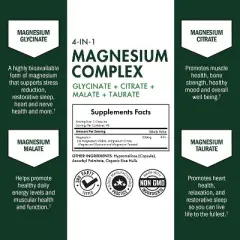 Magnesium Complex Supplement, Extra Strength 350mg Magnesium Glycinate Citrate, Supports Heart Health Sleep Nerves Muscles, Bioschwartz, 90ct