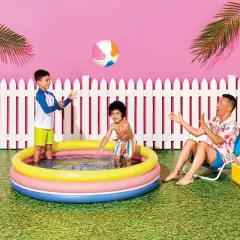 10.63'' x 4.13'' x 15' 3 Ring Pool 105 gal Round Kiddie Pool - Yellow/Pink/Navy - Sun Squad&trade;