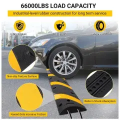 Rubber Speed Bump, Speed Bumps for Road, for Parking Lot, School, Warehouse, Hotel, Rated 66000 Lbs