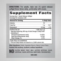 Piping Rock Fish Oil 1000 mg | Lemon Flavor | 240 Softgels