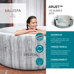 Bestway SaluSpa Fiji AirJet Inflatable Hot Tub with 120 Soothing Jets with Set of 2 Pool and Spa Seat and 2 Padded Headrest Pillows, Gray