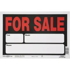 Hillman English Black Auto For Sale Sign 8 in. H X 12 in. W - Case of 6