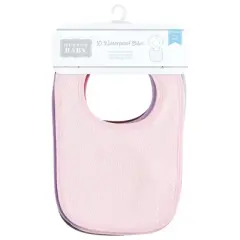 Hudson Baby Infant Girl Drooler Bib with Waterproof Lining, Pink Yellow, One Size