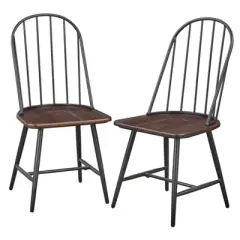 Set of 2 Milo Windsor Metal with Wood Seat Dining Chairs - Buylateral