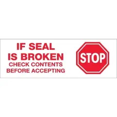 Tape Logic Pre-Printed Carton Sealing Tape "Stop If Seal Is Broken..." 2.2 Mil 3 T905P01T