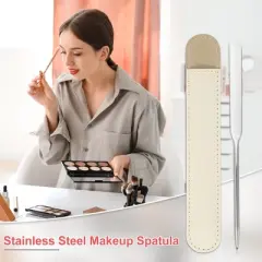 Unique Bargains Stainless Steel Foundation Blending Tool Makeup Scraper and Leather Case 1 Set