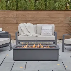 Mila 48" Rectangle Steel Propane Fire Pit Table in Weathered Slate by Real Flame