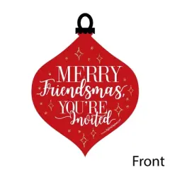 Big Dot of Happiness Red and Gold Friendsmas - Shaped Fill-in Invitations - Friends Christmas Party Invitation Cards with Envelopes - Set of 12