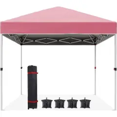 10 x 10 Pop Up Canopy, Beach Tent 3 Adjustable Heights, Easy Up Sun Shade w/ Wheeled Carry Bag, Outdoor Portable Shelter for Events, Parties, Camping