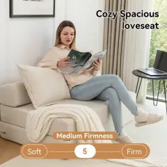 NicBex Modern Foldable Corduroy Loveseat Sofa with Removable Pillows,Minimalist Comfy 2-Seater Sofa for Living Room,Bedroom