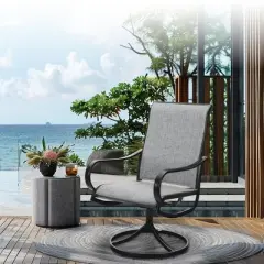 Captiva Designs Outdoor Dining Breathable Quick-dry Sling Steel Chairs with 360 Degree Swivel