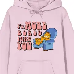 Garfield I Am More Bored Than You Long Sleeve Cradle Pink Adult Hooded Sweatshirt