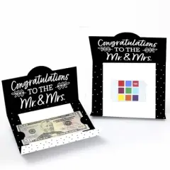 Big Dot of Happiness Mr. and Mrs. - Black and White Wedding or Bridal Shower Money and Gift Card Holders - Set of 8